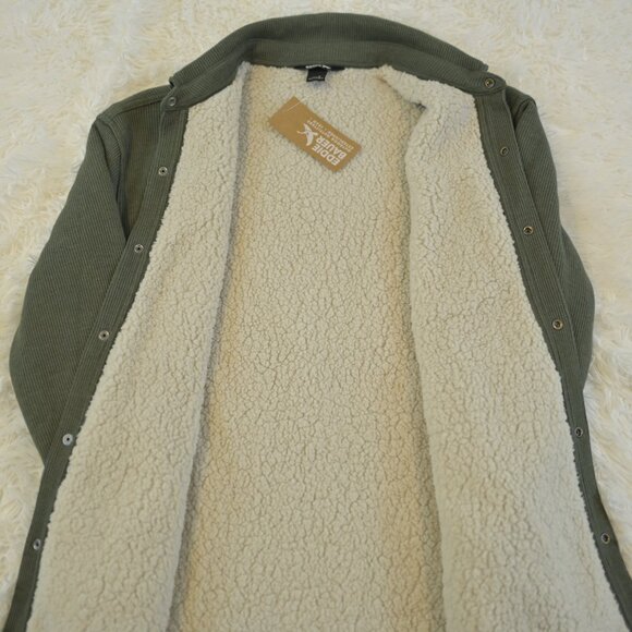 Eddie Bauer Men's Green Waffle Button Up Jacket With Sherpa Lining Size S NWT - Picture 5 of 5